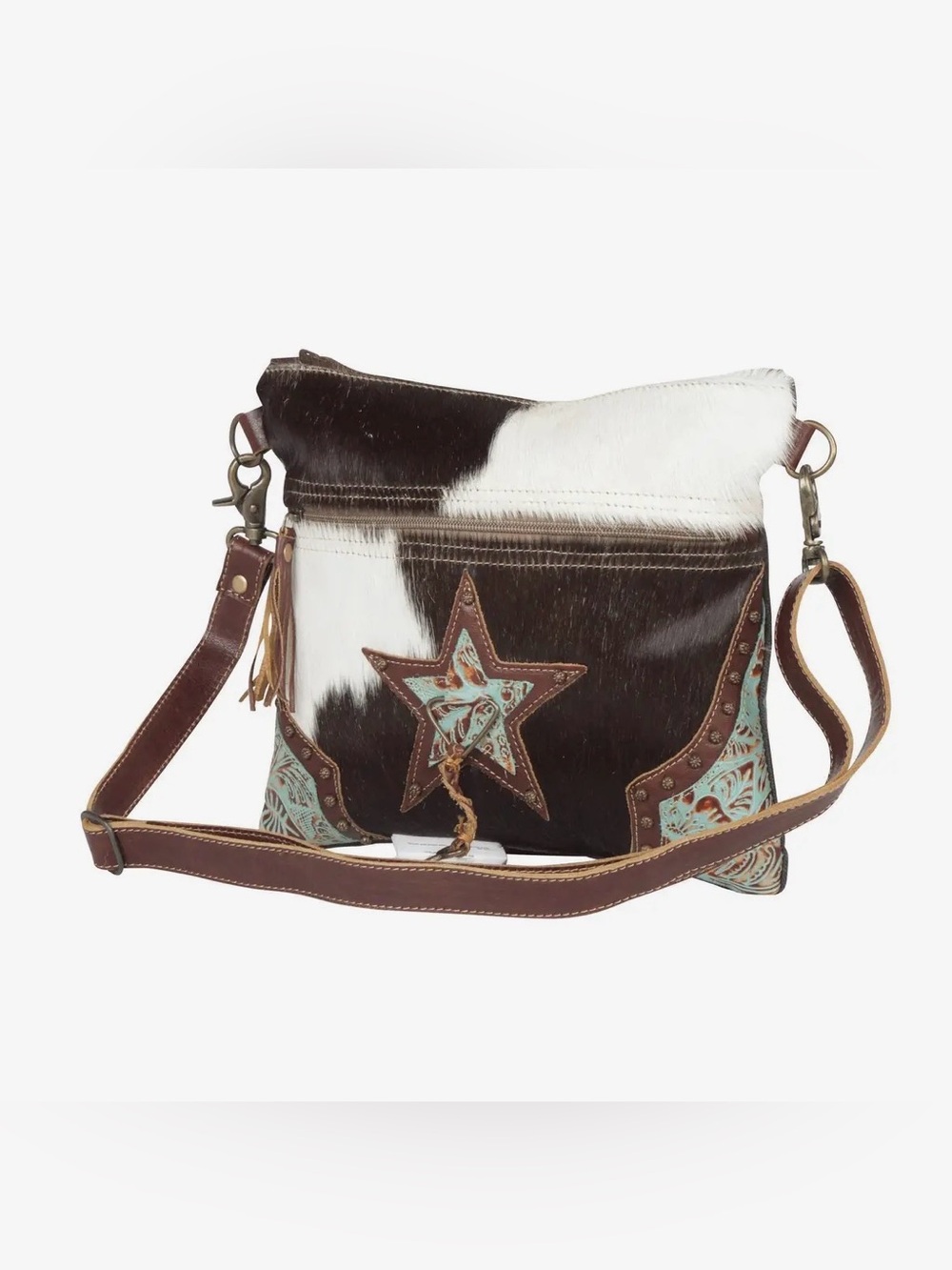 Myra North Star Canvas And Hairon Leather Bag Purse Handbag